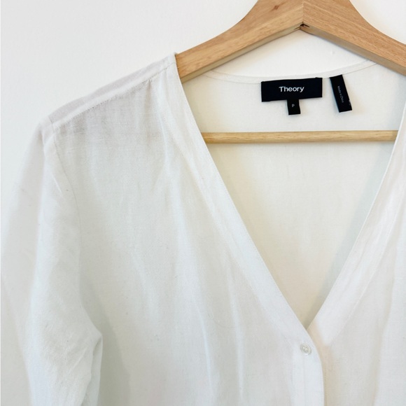 Theory Linen 3/4 Sleeve Button Down Top - Picture 2 of 2